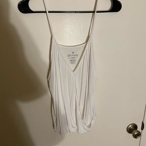 White cross body spaghetti strap tank top